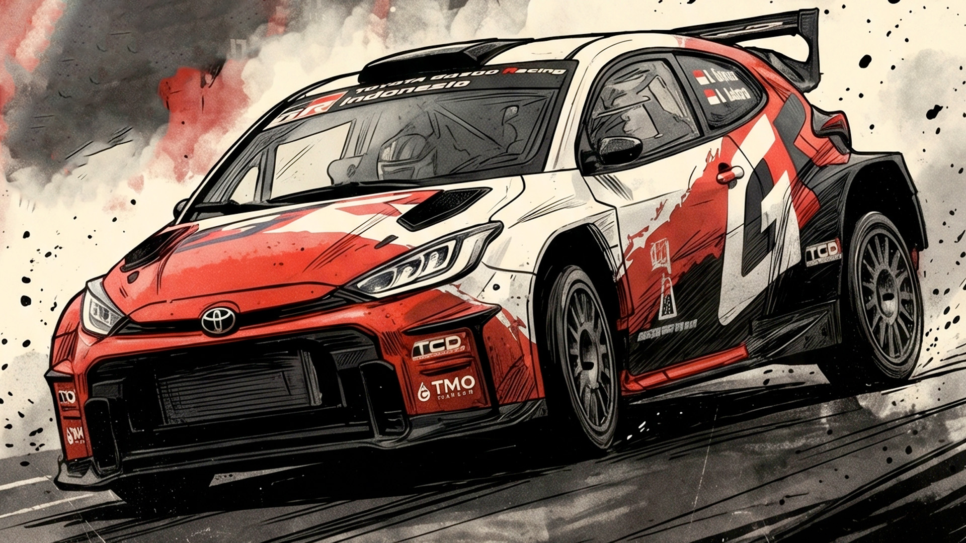Rally car on an Indonesian gravel special stage